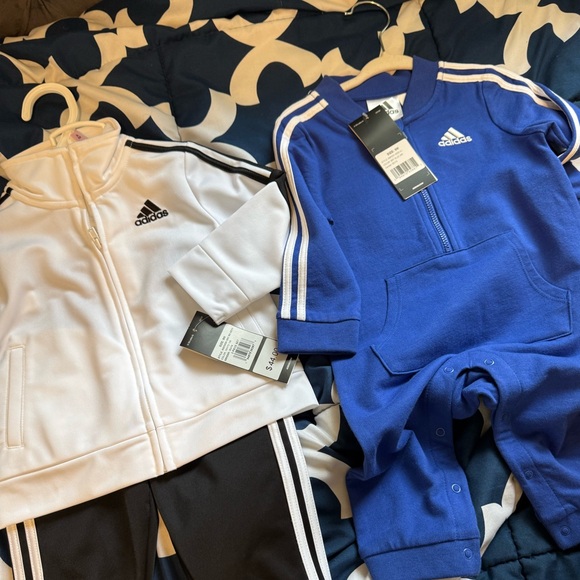 Adidas Infant Tracksuit Set in Blue and White